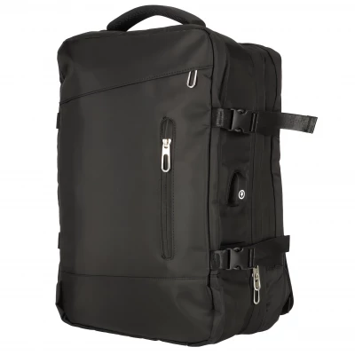 KIK KX4109 Cestovní batoh na notebook rozšiřitelný 26-36L, USB, černý