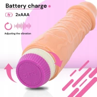 Sensual D10-2 Realistický vibrátor 18 cm, béžový