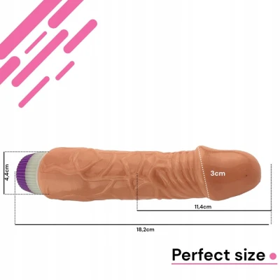 Sensual D10-2 Realistický vibrátor 18 cm, béžový