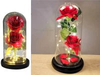 Verk 26111 LED ruža v sklenenej váze červená RGB