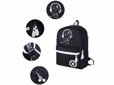 Verk 27137 Chytrý svítící batoh Unisex s USB, 19l, černý