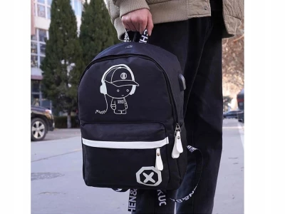Verk 27137 Chytrý svítící batoh Unisex s USB, 19l, černý