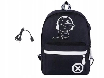Verk 27137 Chytrý svítící batoh Unisex s USB, 19l, černý