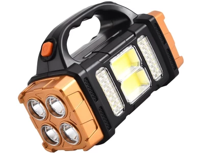 Verk 12317 Prenosné solárne LED COB svietidlo 25 W s powerbankou, oranžová