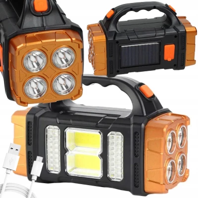 Verk 12317 Prenosné solárne LED COB svietidlo 25 W s powerbankou, oranžová
