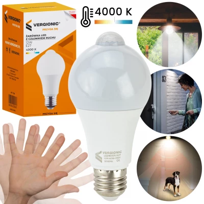 Vergionic 7558 LED žárovka s pohybovým senzorem 12W, E27, 4000K, 750lm, neutrální bílá
