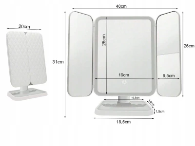 Verk 27029 Kosmetické zrcátko LED, 3x zvětšení, bílé