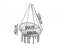 Verk 27127 Závesné kreslo so strapcami 120 kg, 60 cm, sivá