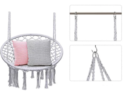 Verk 27127 Závesné kreslo so strapcami 120 kg, 60 cm, sivá