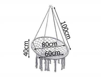 Verk 27127 Závesné kreslo so strapcami 120 kg, 60 cm, sivá