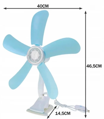 Ruhhy 23564 Lopatkový ventilátor s klipem, 8 W, 40 cm