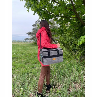 Trizand 23842 Termotaška s chladiacou vložkou na pláž, piknik, 20 l, sivá