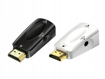 Verk 06305 Konvertor z HDMI na VGA D-SUB audio biely