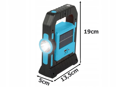 Verk 12290 Solárne LED multifunkčné prenosné kempingové svietidlo USB dobíjacie modrá