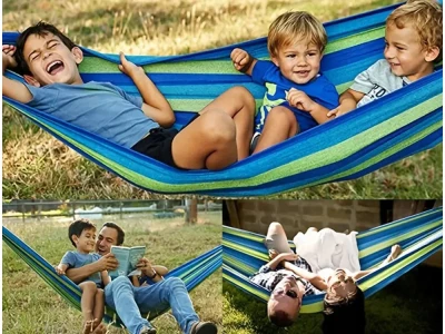 Verk 27118 Hamaka Hojdacia sieť pre dvoch 270 x 160 cm modrozelené pruhy