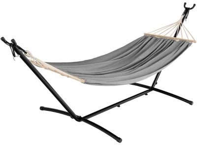 Verk 27122 Hamaka Houpací síť dřevo 220 x 150 cm šedá