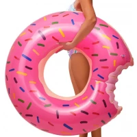 Foxter 2812 Nafukovací kruh 120 cm - nakousnutá kobliha XXL růžová