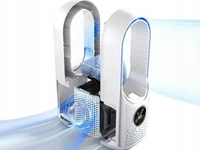 Verk 16032 Stolní bezlopatkový ventilátor s LED osvětlením zelený