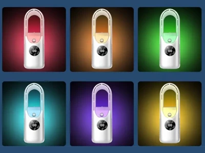 Verk 16032 Stolní bezlopatkový ventilátor s LED osvětlením zelený