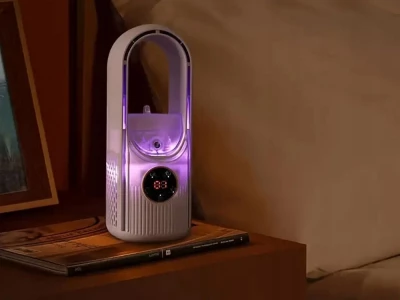 Verk 16032 Stolní bezlopatkový ventilátor s LED osvětlením zelený