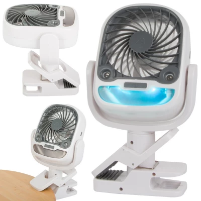 Verk 16033 Ventilátor s klipem USB, RGB 2 v 1 bílý