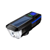 Verk 14491 LED světlo na kolo USB s klaksonem a solárním nabíjením, modré