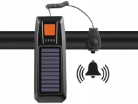 Verk 14491 LED světlo na kolo USB s klaksonem a solárním nabíjením, modré