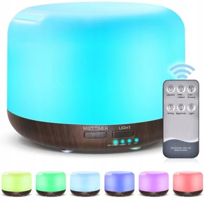 Pronett XJ4722 Aroma difuzér LED, 13 W, 300 ml, dalkový ovládač, světle hnědý