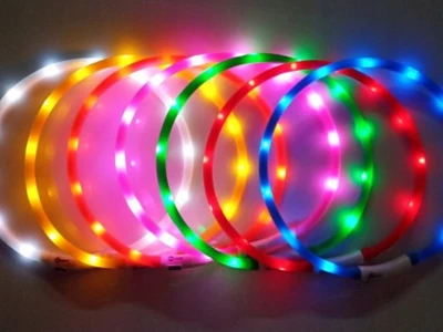 Nuxie LED svietiaci obojok pre mačku a psa 55 cm biely