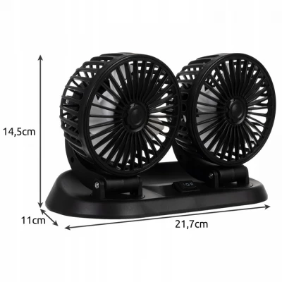 Xtrobb 23222 Dvojitý ventilátor do auta černý