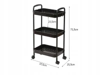 Verk 27259 Regál na kolečkách, 3 police černá