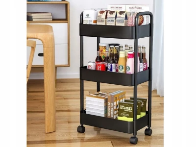 Verk 27259 Regál na kolečkách, 3 police černá