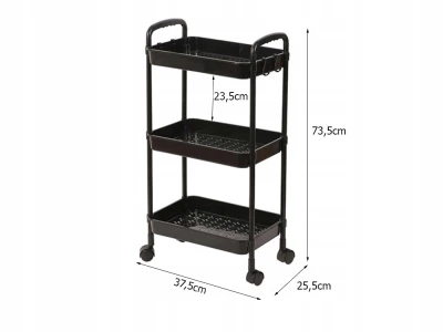 Verk 27259 Regál na kolečkách, 3 police černá