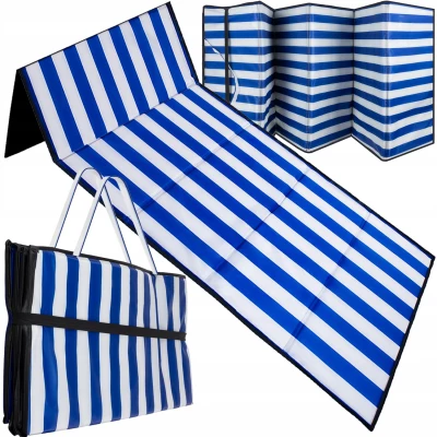 Trizand 23137 Skládací rohož na kempování, pláž 190 x 66 x 1 cm, modrobílá