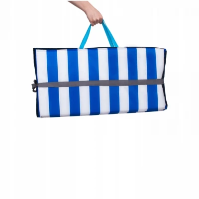 Trizand 23137 Skládací rohož na kempování, pláž 190 x 66 x 1 cm, modrobílá