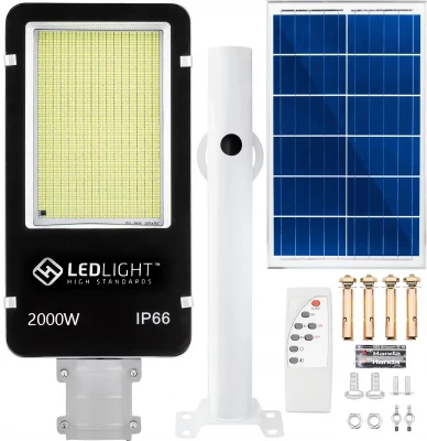 LedLight Pouliční osvětlení solární 1200 LED COB, IP66, 2000 W