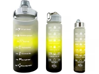 GGV Motivační lahve na vodu 3 ks, 2000 ml, 900 ml, 300 ml modrooranžovozelená