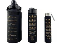 GGV Motivační lahve na vodu 3 ks, 2000 ml, 900 ml, 300 ml modrooranžovozelená