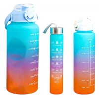 GGV Motivační lahve na vodu 3 ks, 2000 ml, 900 ml, 300 ml modrooranžovozelená