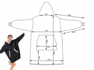 Verk 24558 Televizní mikina s kapucí, oversize, černá