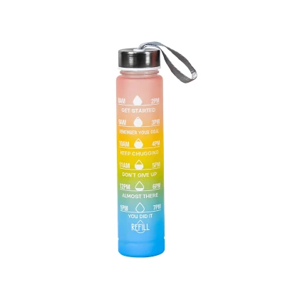Foxter 2886 Motivační láhev na vodu 280 ml  modrožlutorůžová