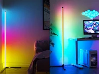 Verk 12330 Rohová LED stojací lampa RGB, dálké ovládání, 150 cm, černá