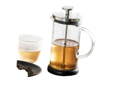 GGV Konvice na kávu, French press, čaj 600 ml sklo + nerez