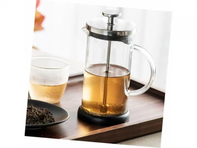 GGV Konvice na kávu, French press, čaj 600 ml sklo + nerez