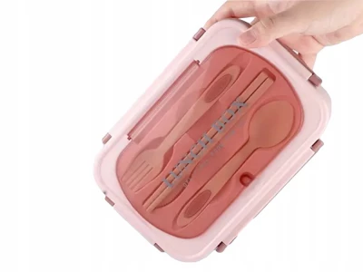 Verk 07270 Svačinový box s příborem 1000 ml, růžový