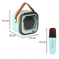 KIK KX3378 Karaoke Bluetooth reproduktor 10 W, 2x bezdrátový mikrofon, modrá