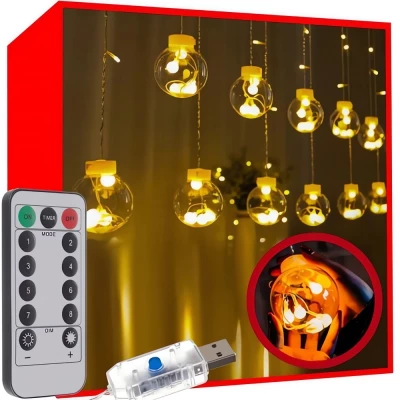 ISO 19736 Světelný závěs koule 108 LED teplá bílá