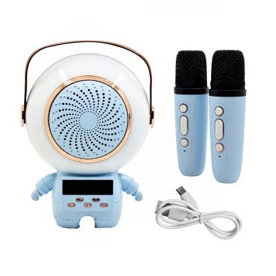 Verk 27312 Karaoke Bluetooth reproduktor 5 W, 2x bezdrôtový mikrofón, modrý