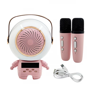 Verk 27312 Karaoke Bluetooth reproduktor 5 W, 2x bezdrôtový mikrofón, ružový