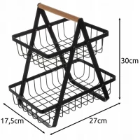 Ruhhy 24265 Dvoupatrový koš na ovoce, kov, dřevo 
